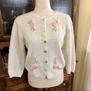 Vintage Cardigan Sweater ROSES